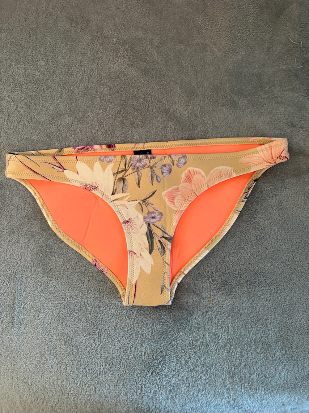 Triangl Floral Bikini Bottoms in Coral and Beige medium